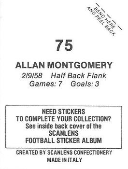 1984 Scanlens VFL Stickers #75 Alan Montgomery Back